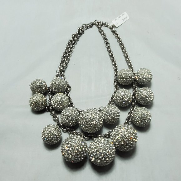 Neiman Marcus silver disco ball with rhinestones layered necklace - Picture 6 of 9